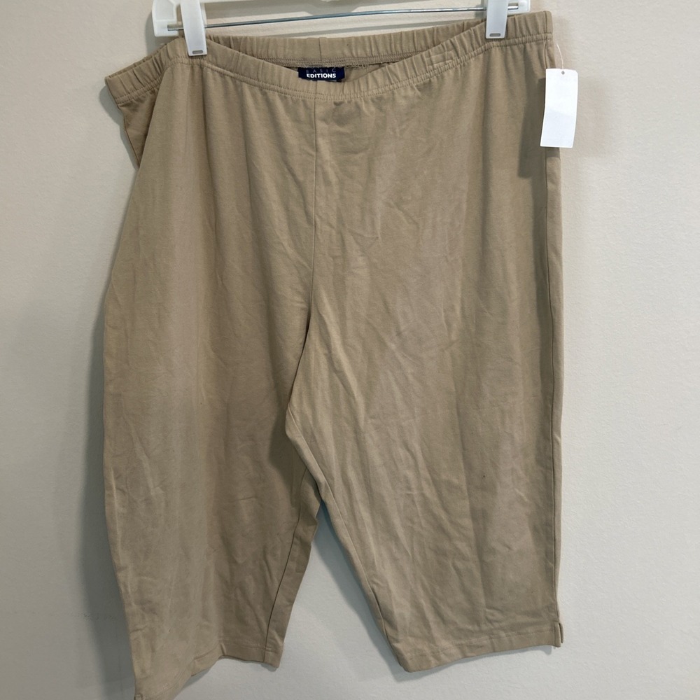 basic editions XXL Beige Knit Pull On Capris Pants
